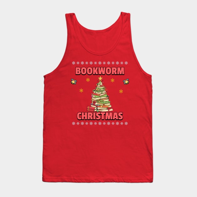 Bookworm Christmas Tree books Tank Top by VisionDesigner